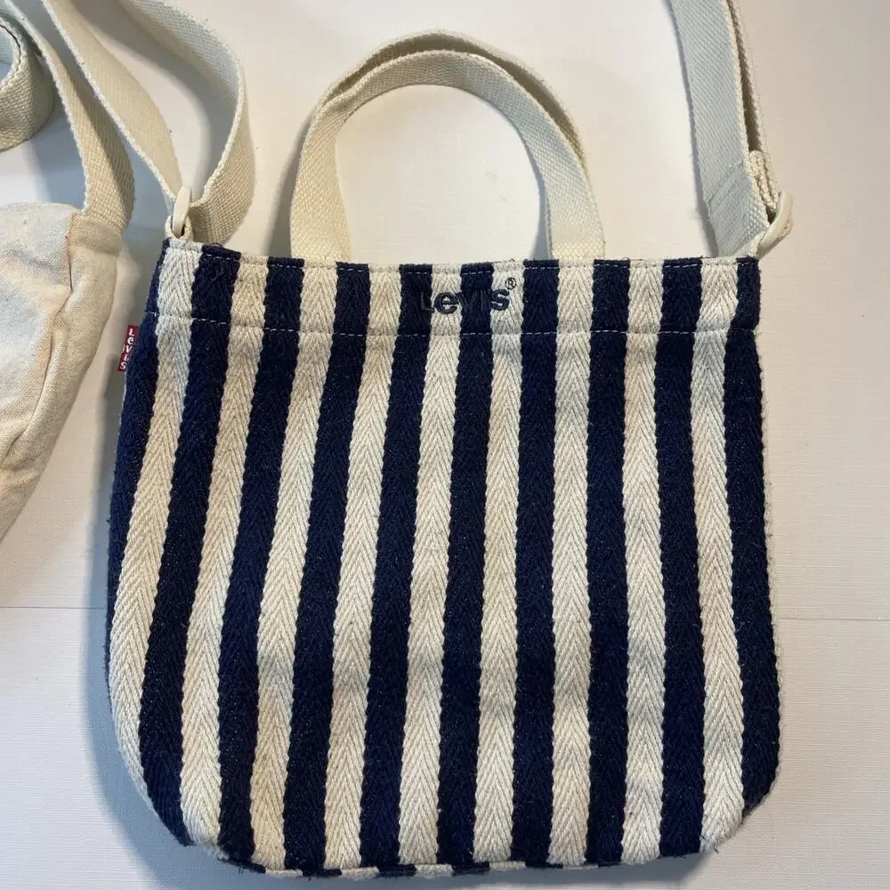 Levi's Canvas Bag Bundle Set Lot of 2 Crescent Crossbody & Striped Mini Tote